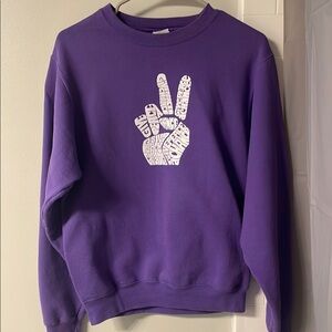 Purple Peace Sign Graphic Sweatshirt